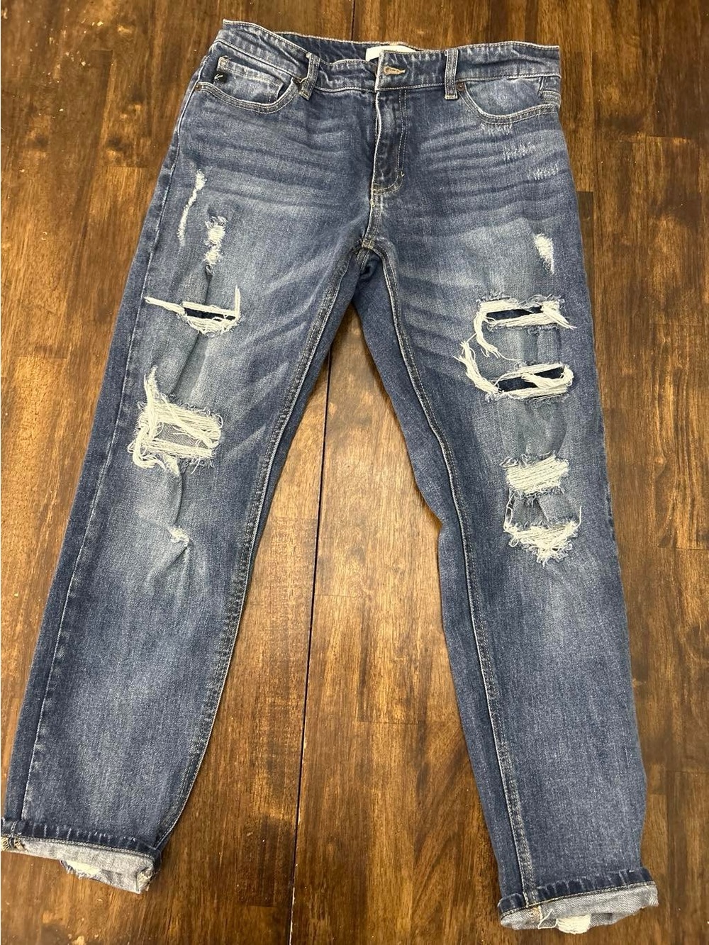 KanCan Women's Boyfriend Distressed Jeans - Blue